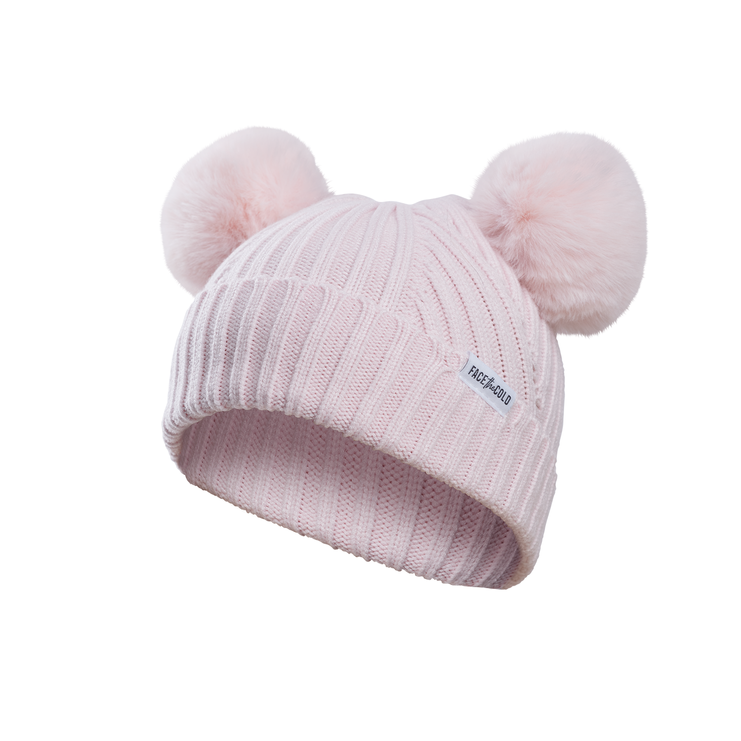 BJØRN Kids double pom pom beanie Pastel pink