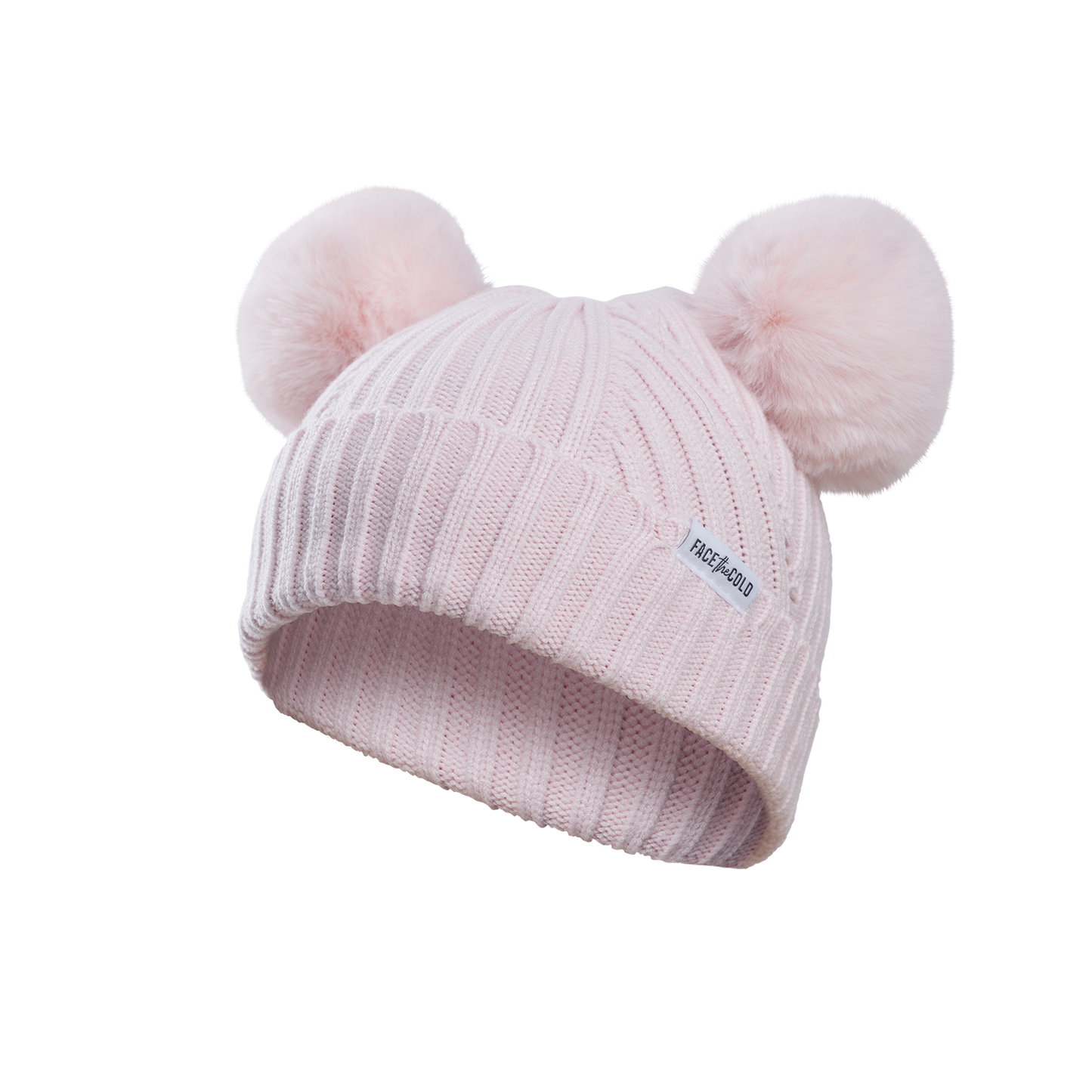 BJØRN Kids double pom pom beanie - Pastel pink