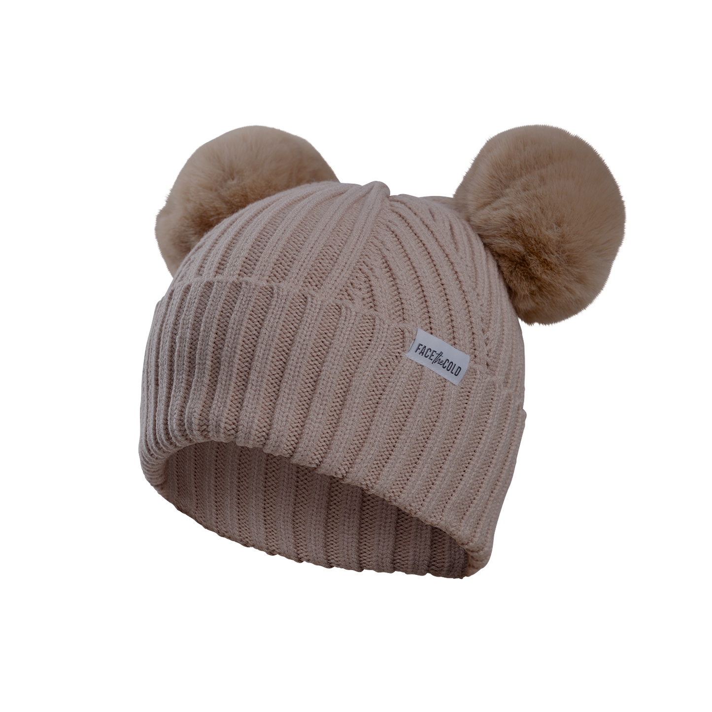 BJØRN Kids double pom pom beanie - NEW Dark Beige