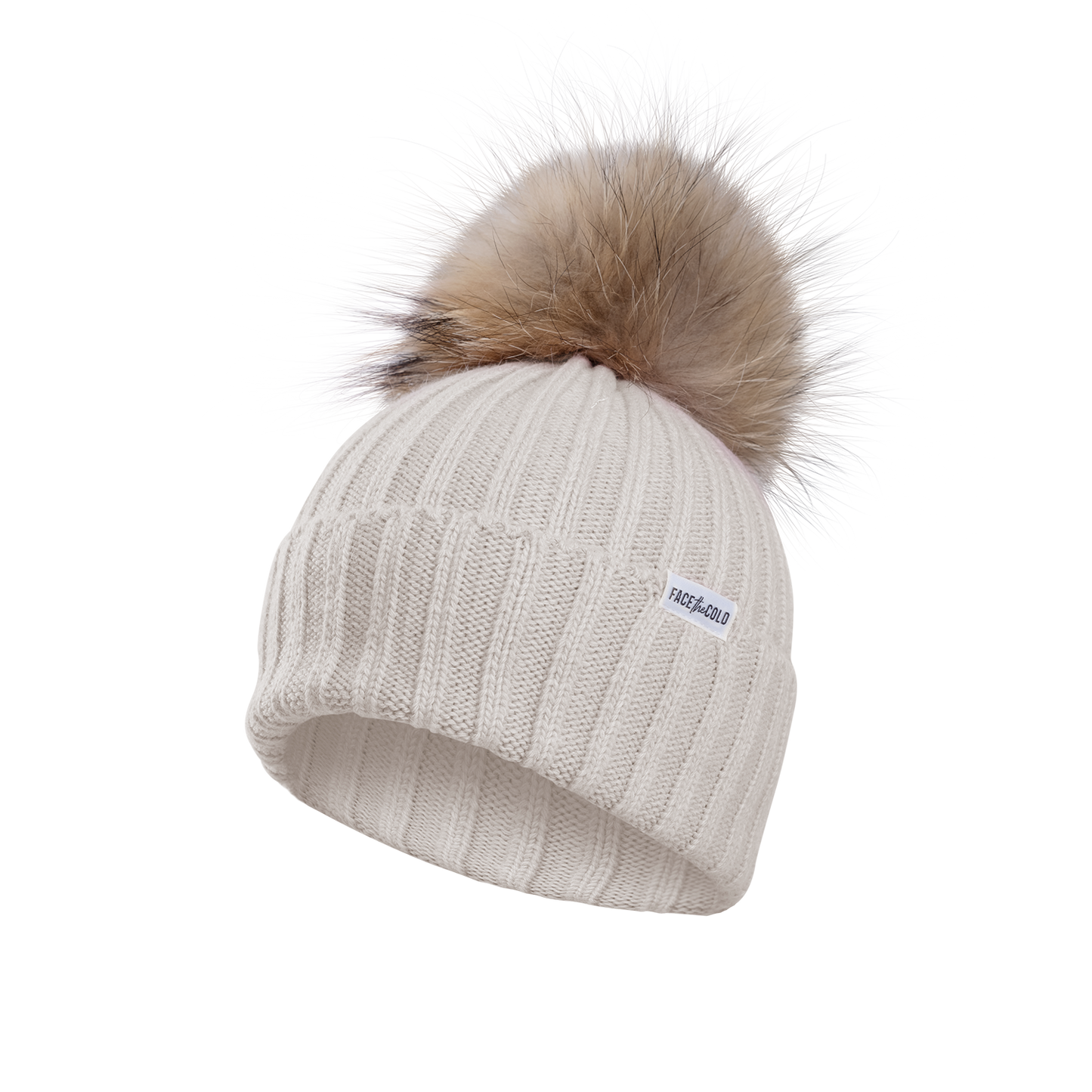 VILJA Kids super-soft classic knitted beanie with pom pom - Cream