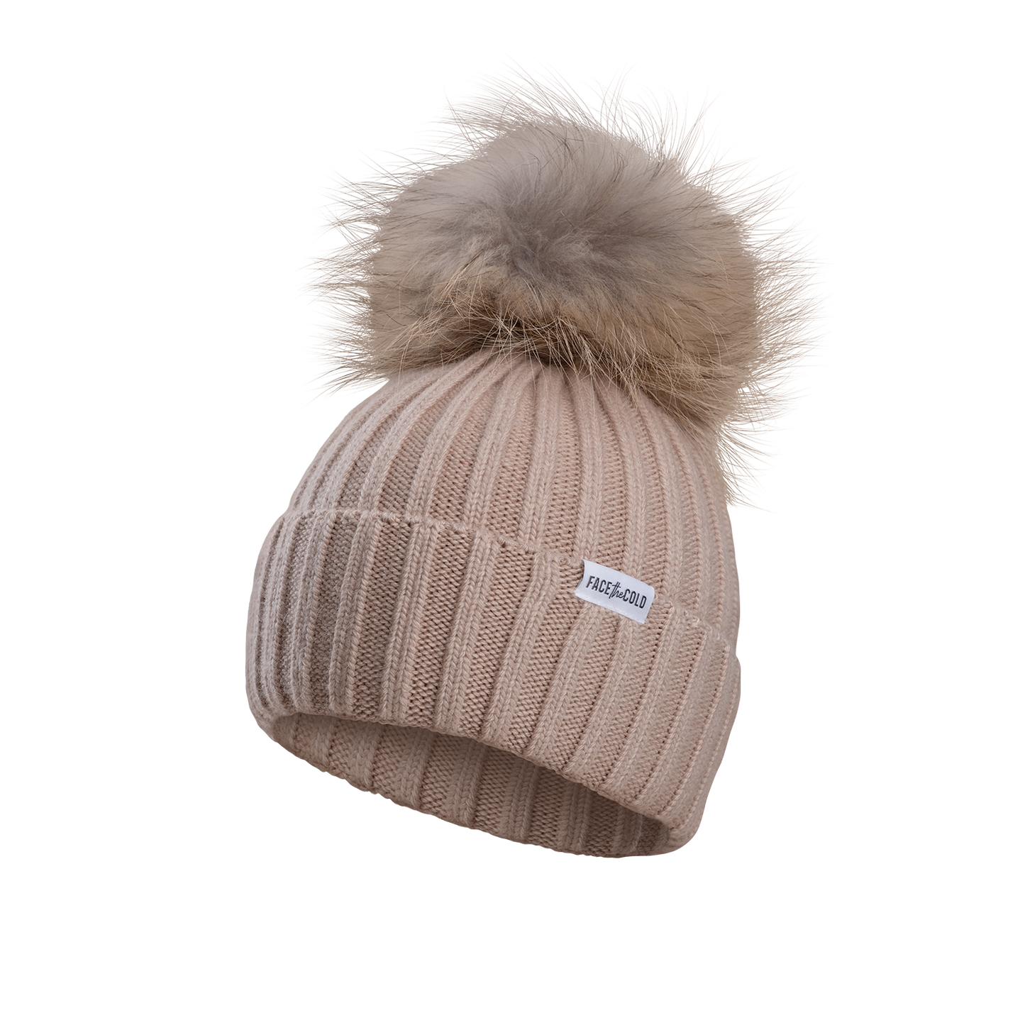 VILJA Kids super-soft classic knitted beanie with pom pom - Beige