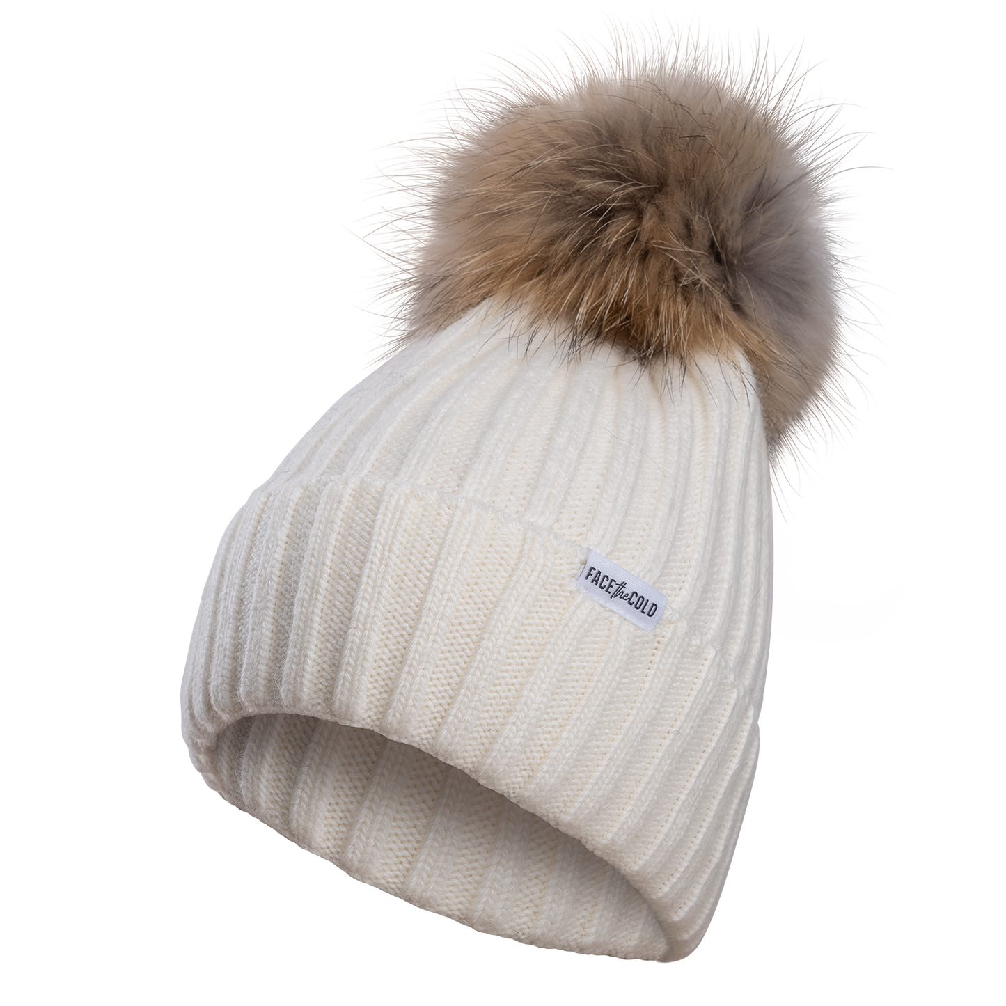 VILJA Super-soft classic knitted beanie with pom pom - Cream