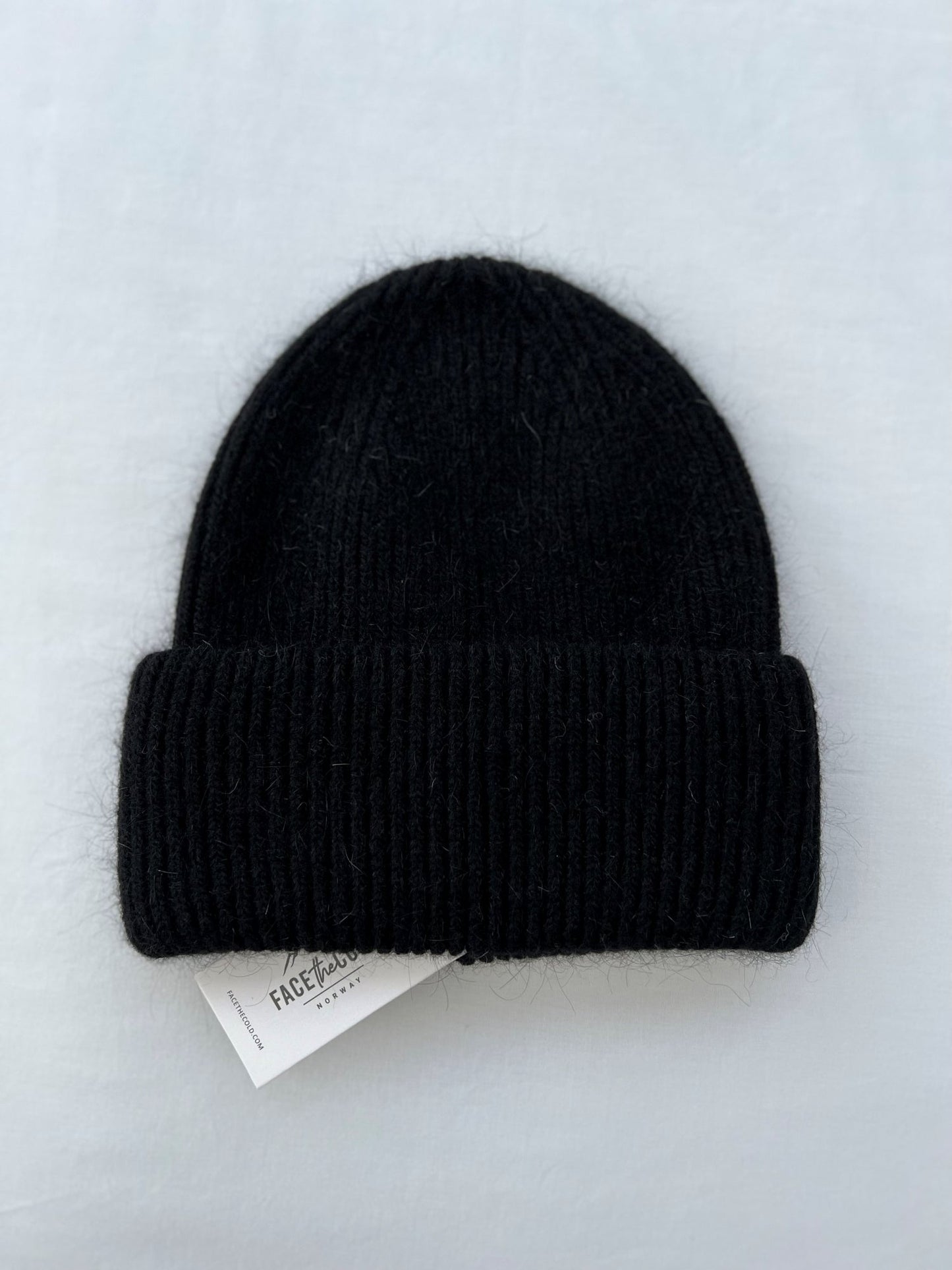 NU Fluffy angora mix ribbed beanie - Black