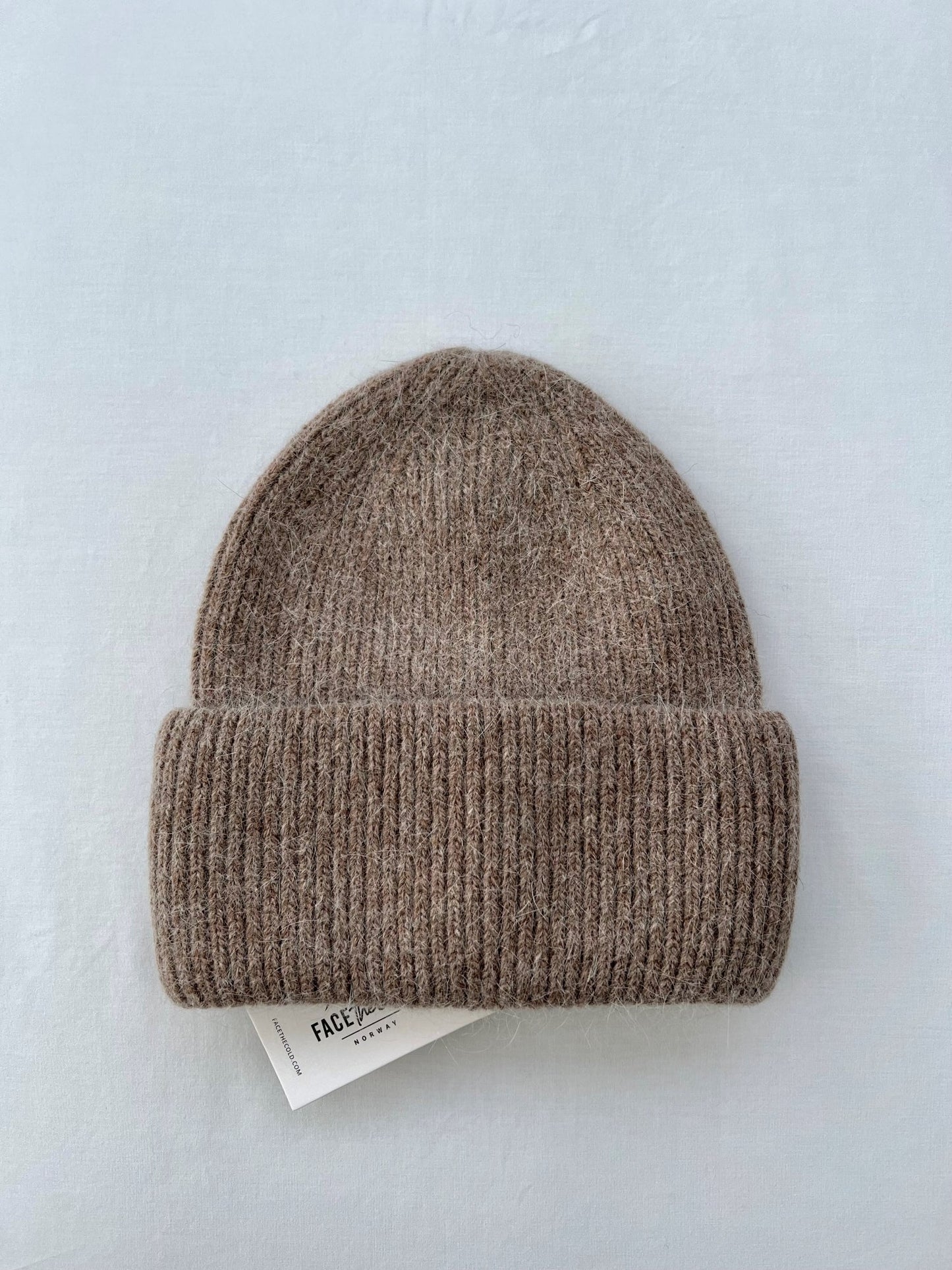 NU Fluffy angora mix ribbed beanie - Beige