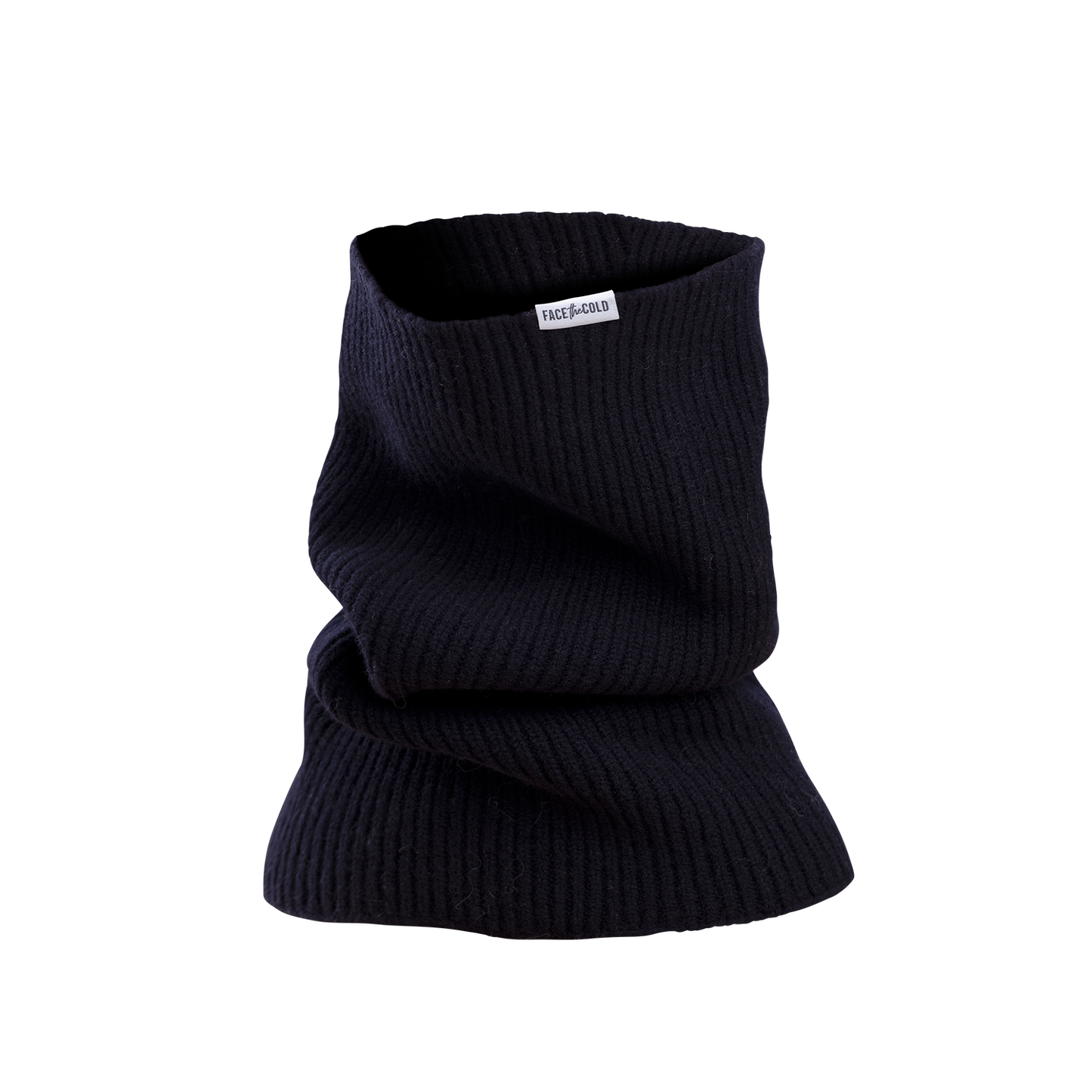 Neckwarmer, ribbed knit in 100% pure new lambswool  - Dark navy